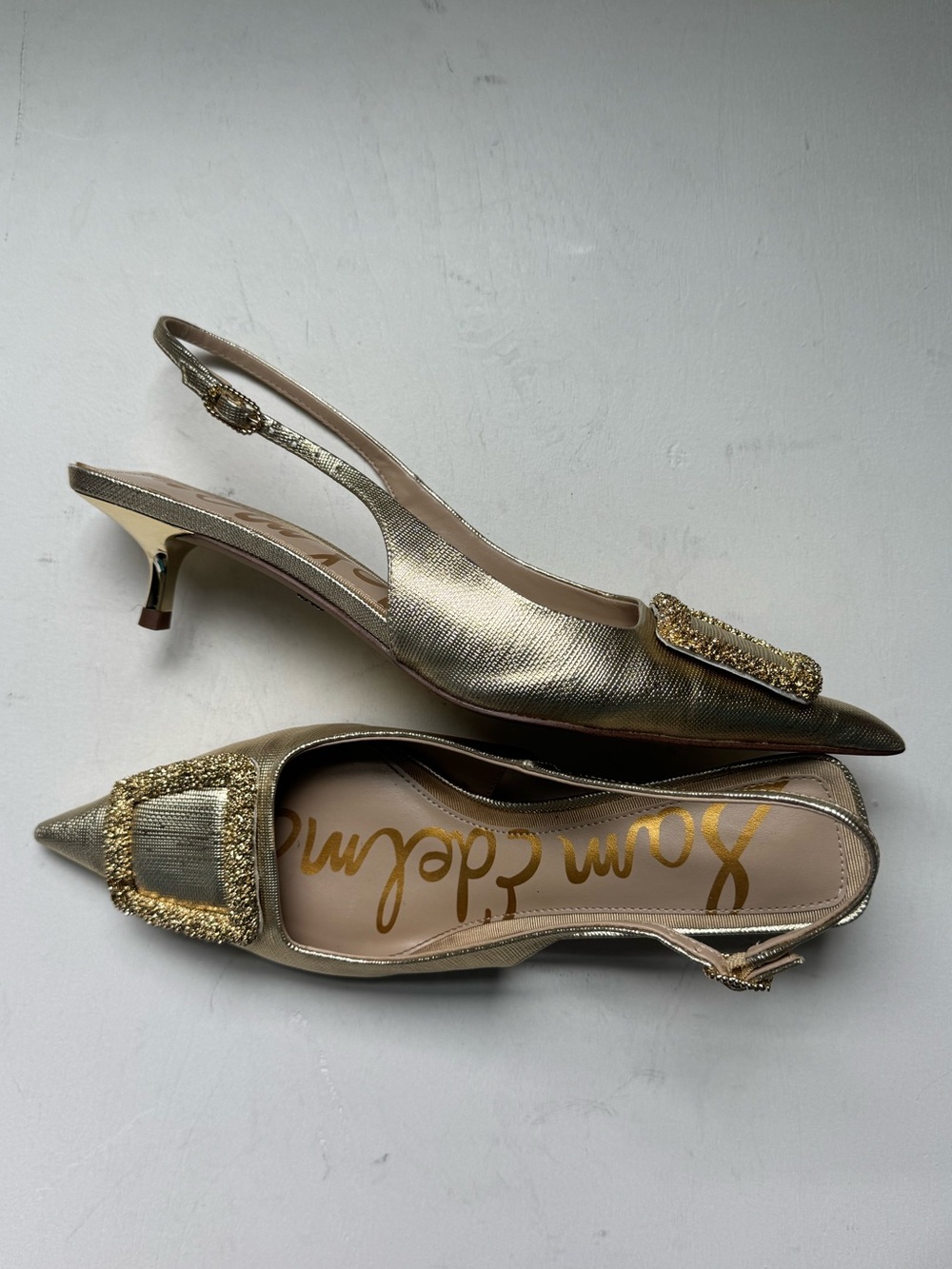 Sam Edelman Kammie Gold Slingback Kitten Heels - Picture 8 of 16
